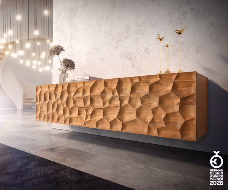 DELIFE Tv-meubel Solu modern acacia hout met 2 deuren en 2 soft-close laden, breedte: 175 cm, diepte: 40 cm, hoogte: 51 cm