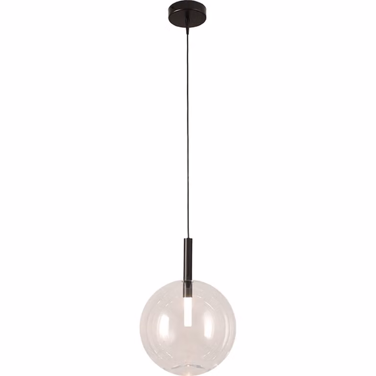 Masterlight Lido Ball Hanglamp zwart met helder glas, Diameter: 24 cm