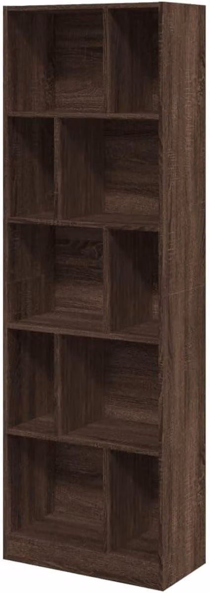 Boekenkast van massief eikenhout in het bruin, open kastenwand, B/D/H: 57 x 28,5 x 174 cm
