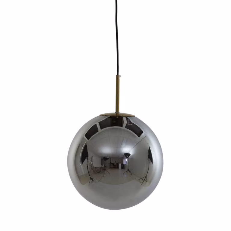 Light & Living Hanglamp Medina zwart met grijs glas Ø 40cm