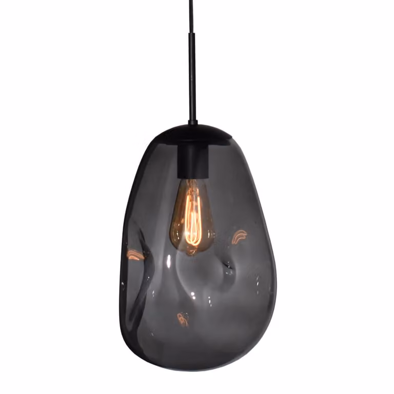 Masterlight Hanglamp Lava met grijs rookglas, Diameter: 22,5 cm