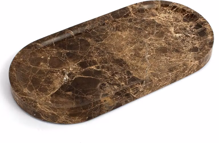 Luxe Ovaal Marmeren Dienblad voor Badkamer en Slaapkamer - Natuursteen Organizer