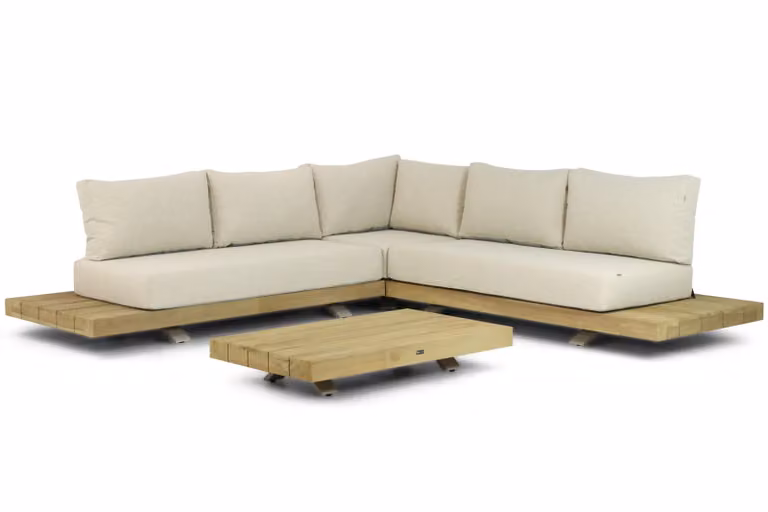 Santika Furniture Supralux 4-delige hoek loungeset met beige kussens en aluminium frame