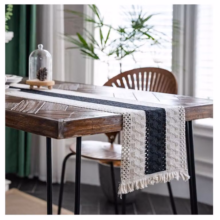 Dripio Macramé Tafelrunner met Franjes in Boho-stijl, B: 30 cm, L: 180 cm