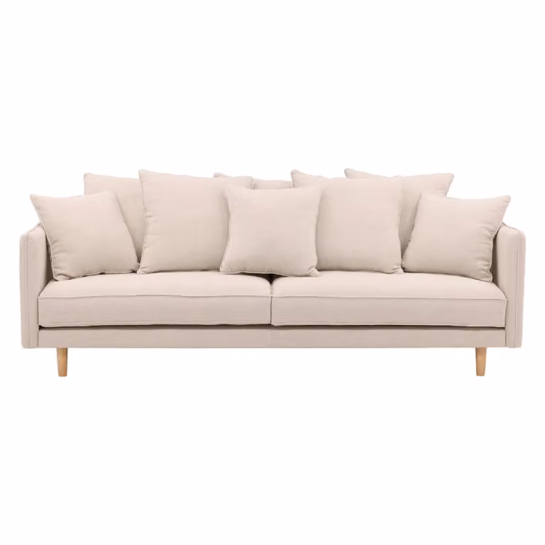 QUVIO Ivo Bank - Whitewash Beige Linnen - Scandinavisch Design - 3-zits