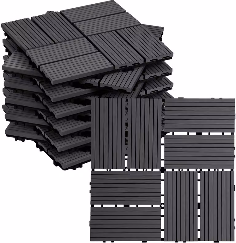 WPC Terrastegels Antraciet - 88 stuks - 8 m² - Kliktegels voor Balkon, Tuin of Terras - B/D: 30 x 30 cm