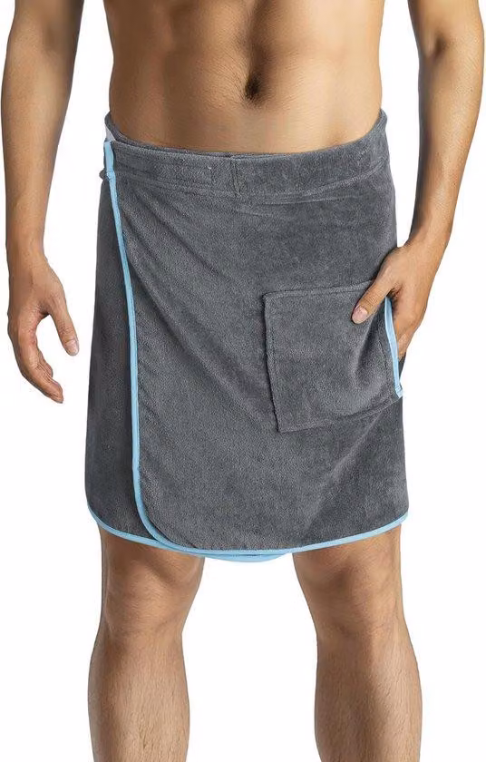 Katoenen sauna handdoek voor mannen - Zachte badstof kilt met klittenband - One size