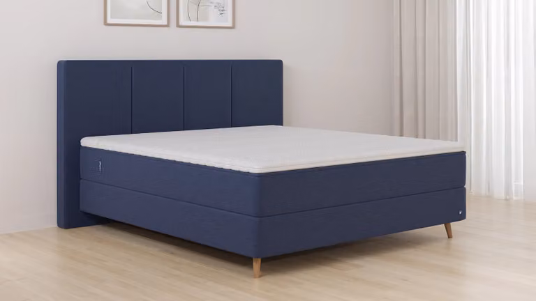 BRUNO Original boxspring blauw 200 x 200 cm met pocketveren en massief houten frame