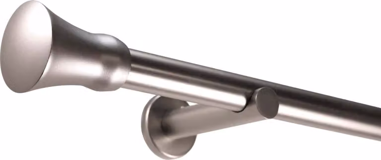 Deco-Raum gordijnstang op maat met roestvrijstalen look en conisch eindstuk, 25mm - 140cm