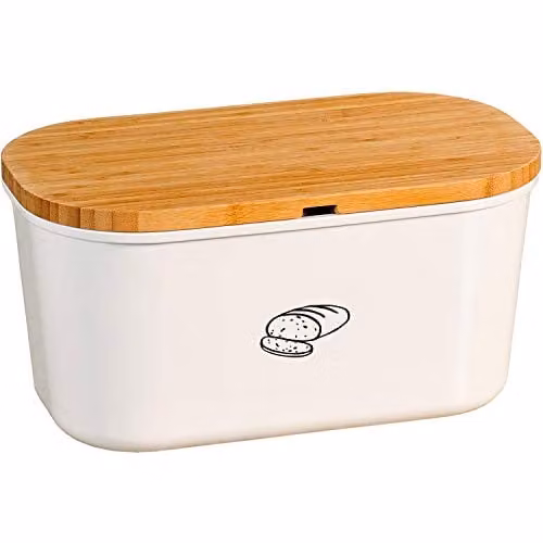 Kesper Broodtrommel van bamboe en melamine in wit/bruin, B/D/H: 37 x 18 x 21,5 cm