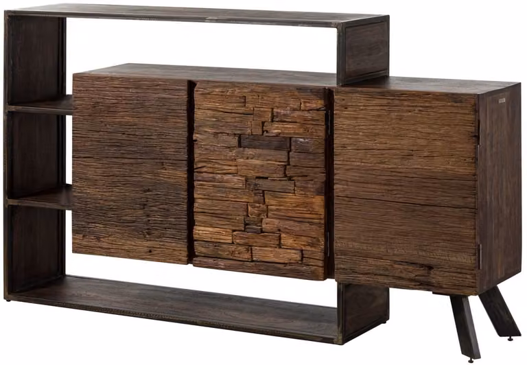 MASSIVMOEBEL24 SEVILLA ladekast van massief acacia en sloophout, bruin, B: 175 cm, D: 40 cm, H: 100 cm