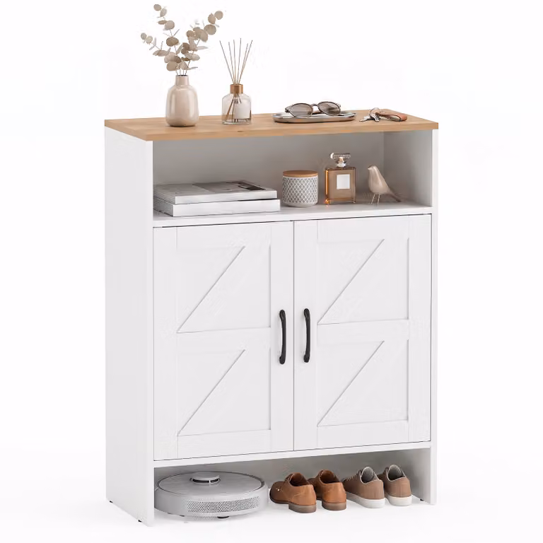 Costway Wandkast met deuren en open vakken, Hoogte: 95 cm