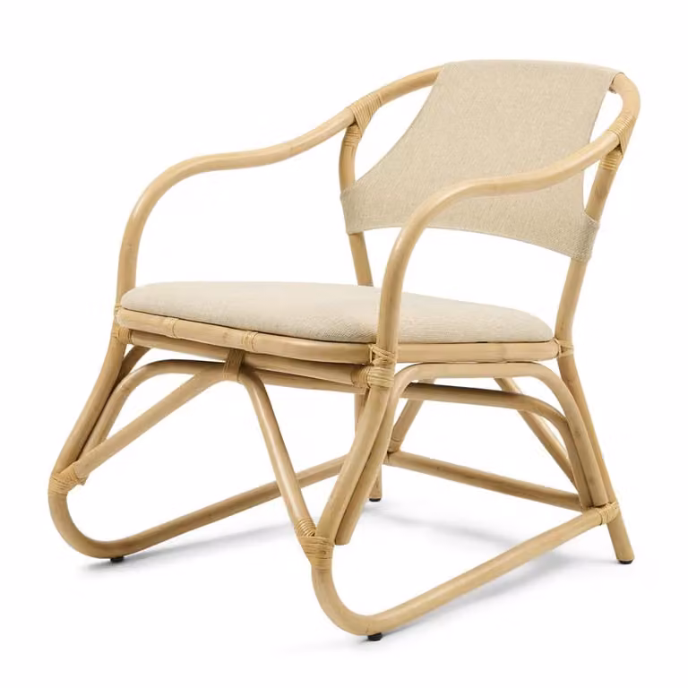Rivièra Maison Fauteuil Nassau Beach van stof en rattan - Naturel