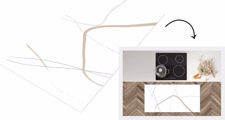 Keukenloper Vinyl Abstract Minimalisme Line Art B/D: 120 x 60 cm