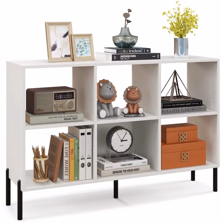 COSTWAY Boekenkast met 6 vakken en verstelbare planken, wit, B/D/H: 120 x 35 x 79,5 cm