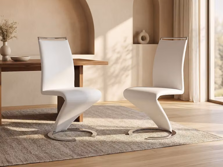 Set van 6 stoelen TWIZY Vente-unique wit kunstleer met cantilever onderstel