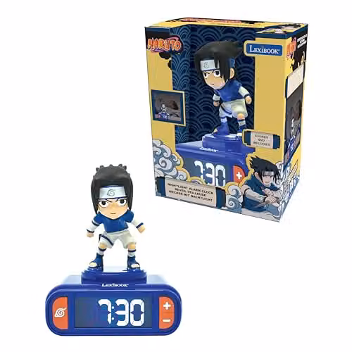 Lexibook Sasuke wekker met nachtlampje, geluiden en melodieën, LCD-scherm met achtergrondverlichting, RL800NA1