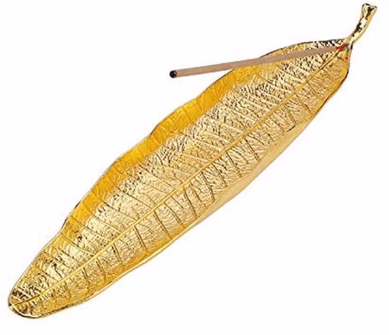 Wierookhouder met metalen bladeren, 26 cm lange wierookbrander voor woonaccessoires en geschenken