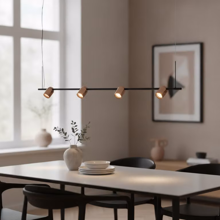 Lyora Hanglamp Sirmos modern zwart met mokka bruin en goud in aluminium met LED