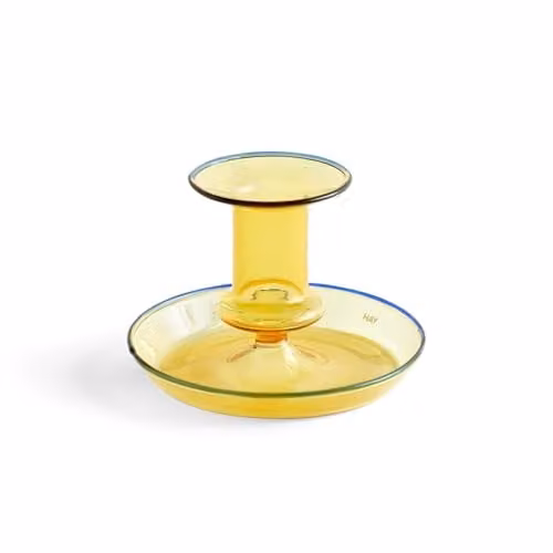 Hay Flare kaarsenhouder glas geel, B: 7,5 cm, H: 11 cm