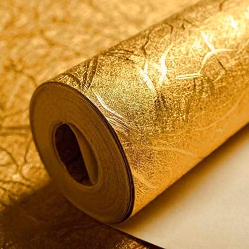 KeTian Luxe Goud Folie Behang - Waterdicht en Afwasbaar - 0,53 m x 10 m (5,3 m2)