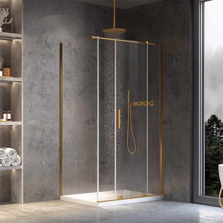 Douchecabine Rea Montana Gold B/D: 110 x 90 cm