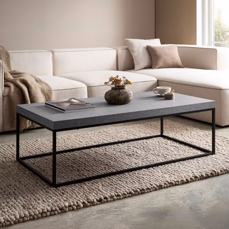 Wohnling Salontafel grijs met betonlook, rechthoekig, B: 120 cm, D: 60 cm, H: 38 cm
