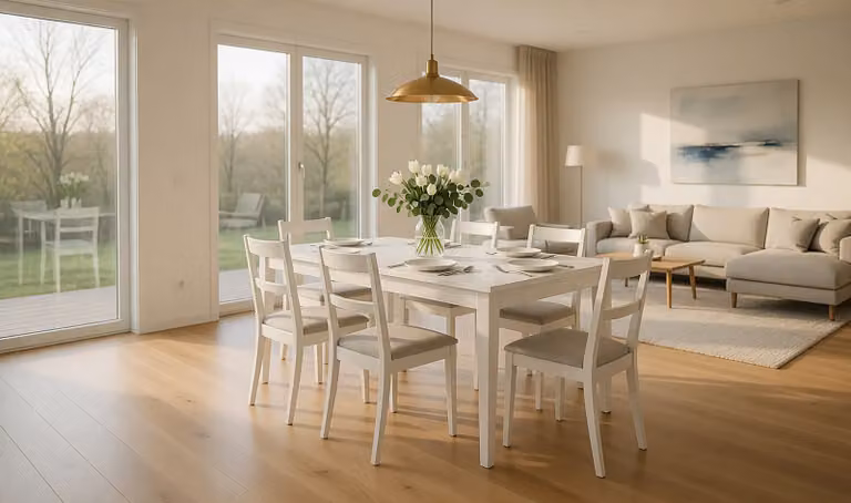 home24 Eettafel Scandinavisch Design, Wit/Pijnboomhout, 140 cm