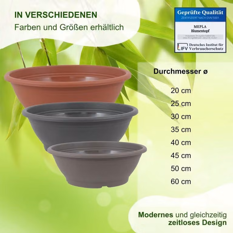 Ronde Bloempot met Afwateringsgat Ø30 cm Antraciet - Weerbestendige Kunststof Buitenpot