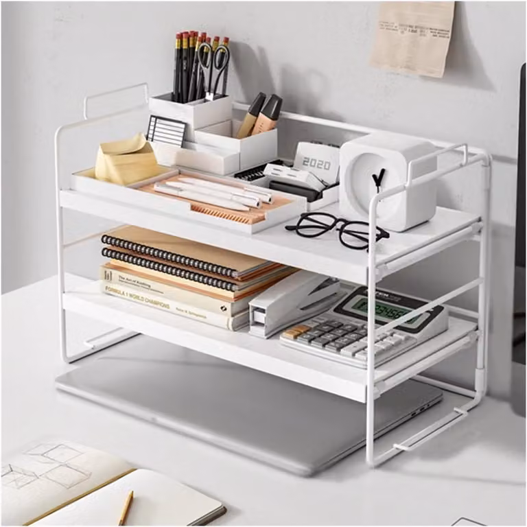 Zwarte Boekenplank Bureau - Ruimtebesparend Opbergrek voor je Bureau - B/D/H: 37 x 17 x 24 cm