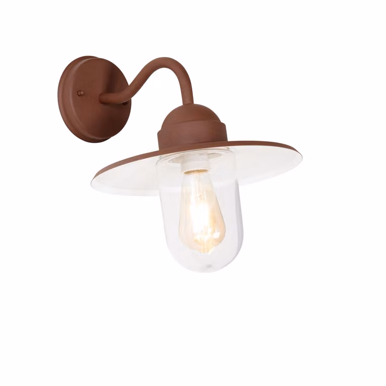 Qazqa Moderne Buiten Wandlamp Bruin IP44 met Glas voor Tuin en Trap
