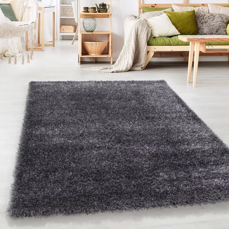 Grijs Hoogpolig Tapijt van Polyester met 50 mm Poolhoogte, 160 x 230 cm