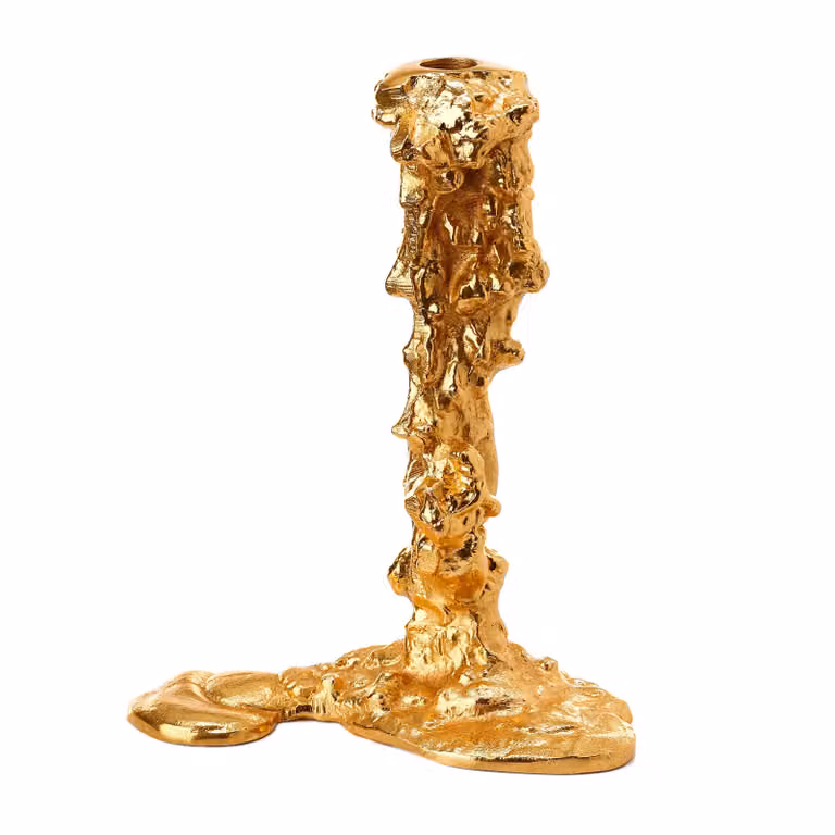 POLSPOTTEN Drip kandelaar voor stompkaarsen, Goud, Hoogte: 25 cm