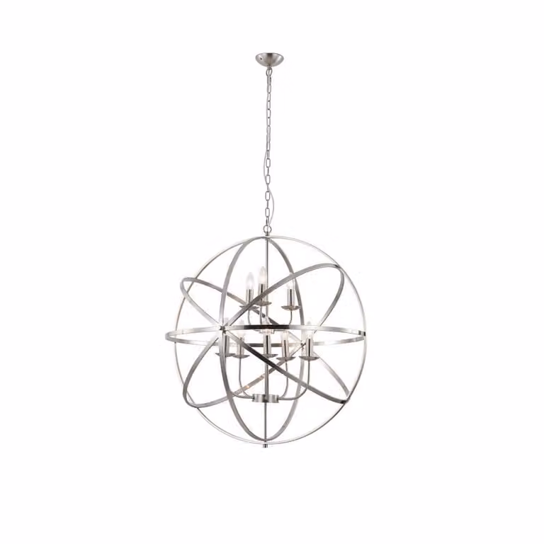 Searchlight Antieke Orbit hanglamp met 8 lichtpunten in zilver