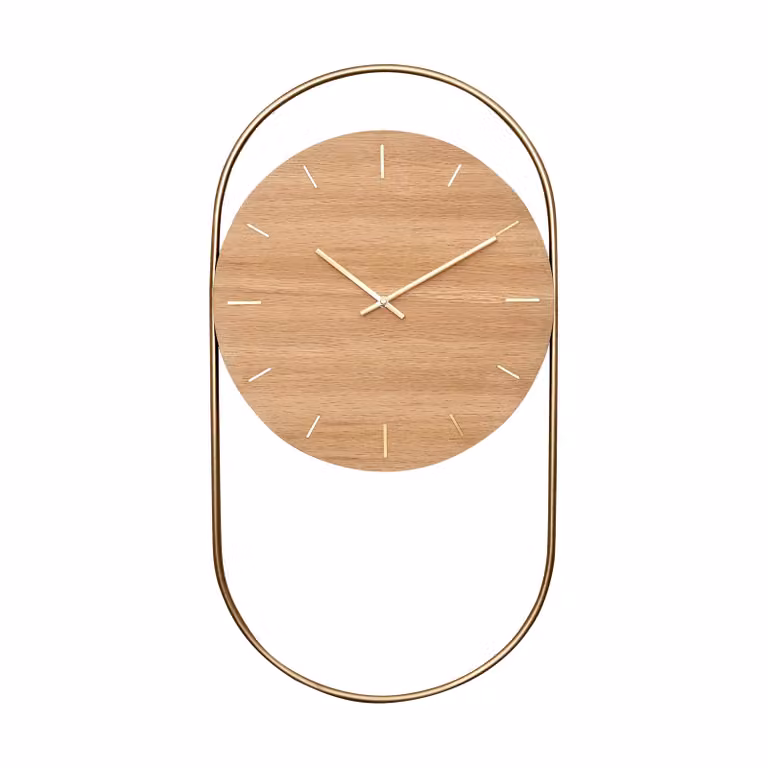 Andersen Furniture A-Wall wandklok Oak-brass B: 41 cm, H: 76 cm