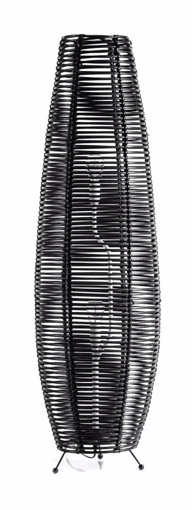ETH Vloerlamp Cocoon zwart en bruin met rattan en metaal
