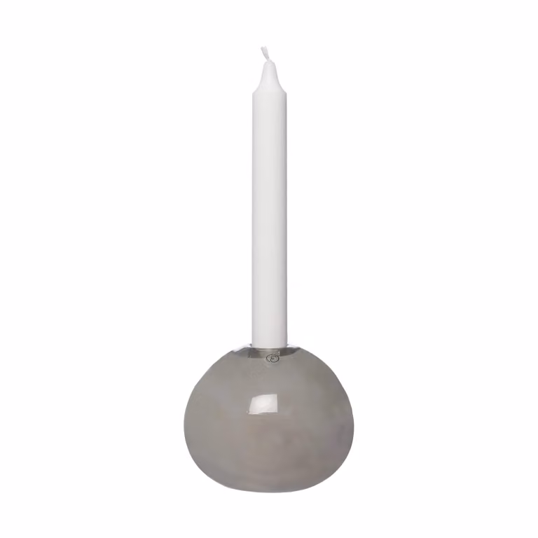 ERNST Ernst kaarsenhouder voor stompkaarsen van glas, Grijs, Ø 11 cm
