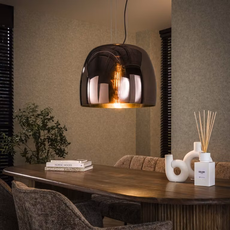 Lyora Glazen hanglamp Drift koper Ø 48cm