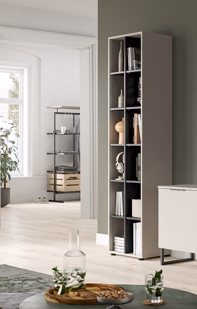 home24 Open kast Quario beige gecoate spaanplaat H 192 x B 45 x D 35 cm