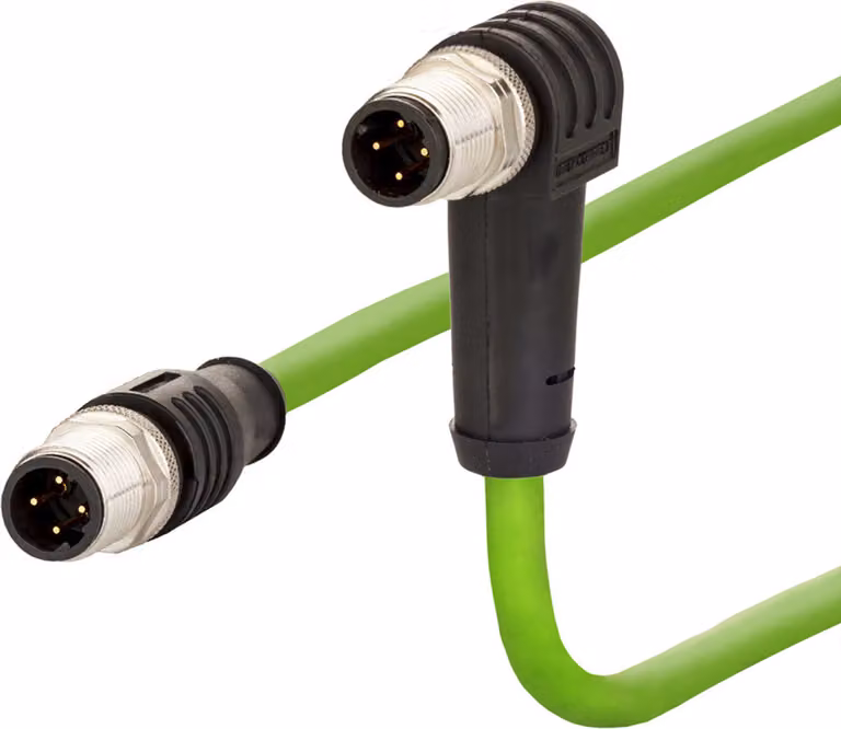 METZ CONNECT M12 verbindingskabel, type ST-M12 ST, 4-polig, D-gecodeerd, haaks-recht, 1 meter