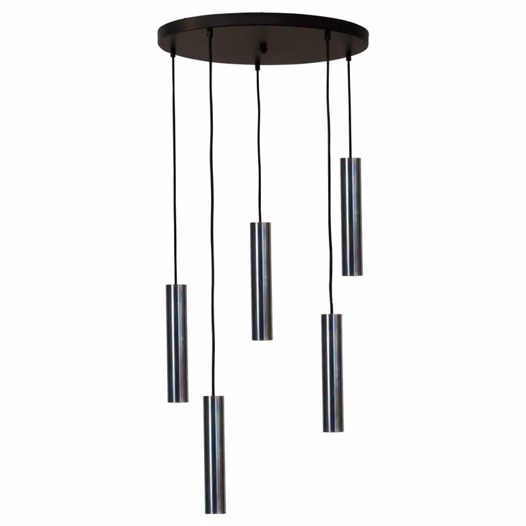 Masterlight Hanglamp Run 5-lichts met grijze metalen cilinders