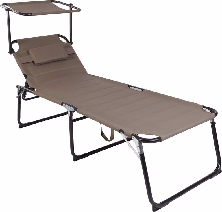 Mojawo XXL aluminium verstelbare tuinligstoel met dak, 200 x 70 cm