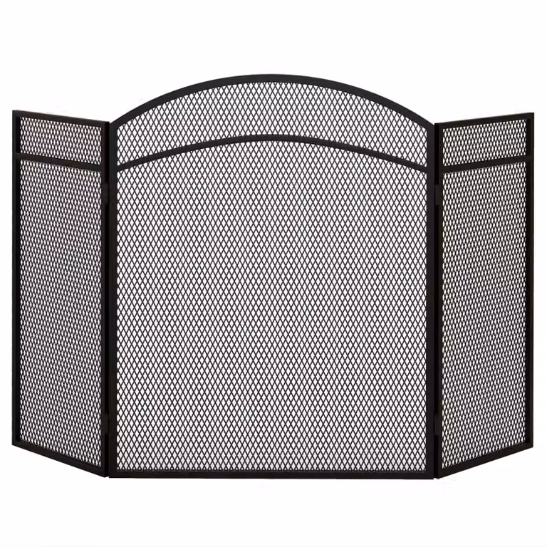 HOMCOM Vonkenscherm voor haarden, elegante opvouwbare vonkenvanger, Zwart, B: 96 cm, H: 60 cm