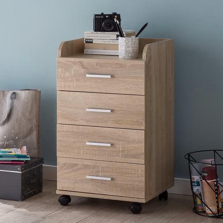 home24 Ladeblok Sacta Bruin/Sonoma eikenhouten look B/D/H: 40 x 71 x 33 cm