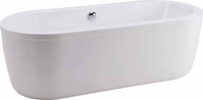 Schröder Rhein ovaal badkuip, wit, met enkelvoudig spatbord, B/D/H: 180 x 80 x 44/57,5 cm