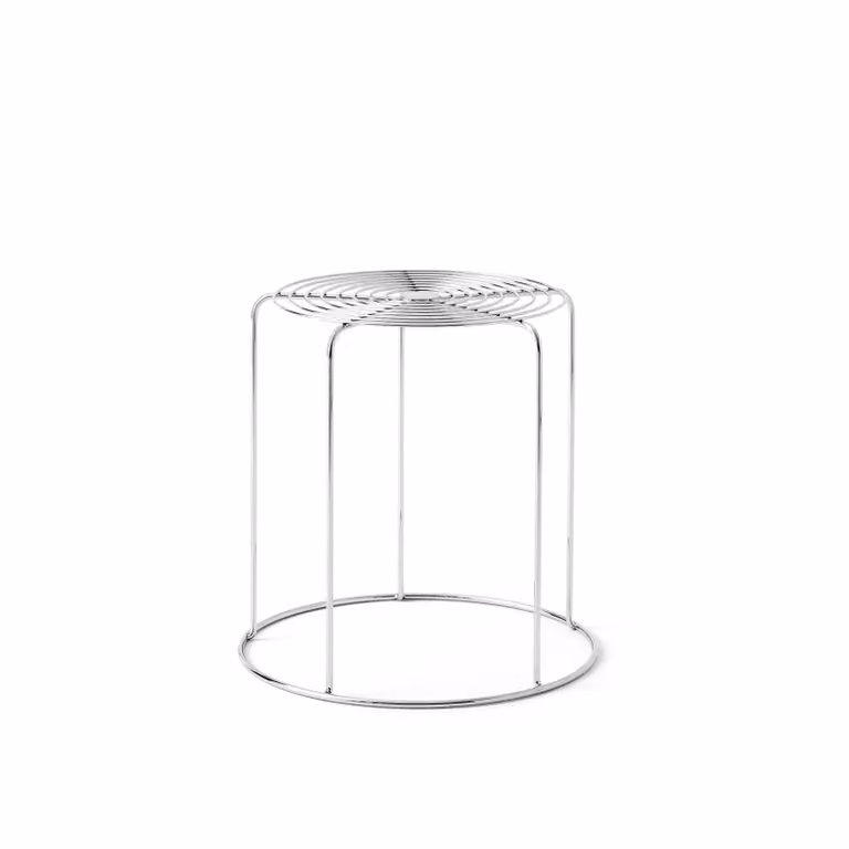 &Tradition Wire VP11 ronde kruk, Stainless steel, Zilver, B: 44 cm, H: 42 cm