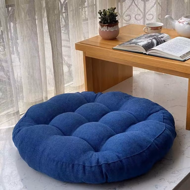 Stoelkussens Rond - Zachte Zitpads - Marineblauw - 42 x 42 cm