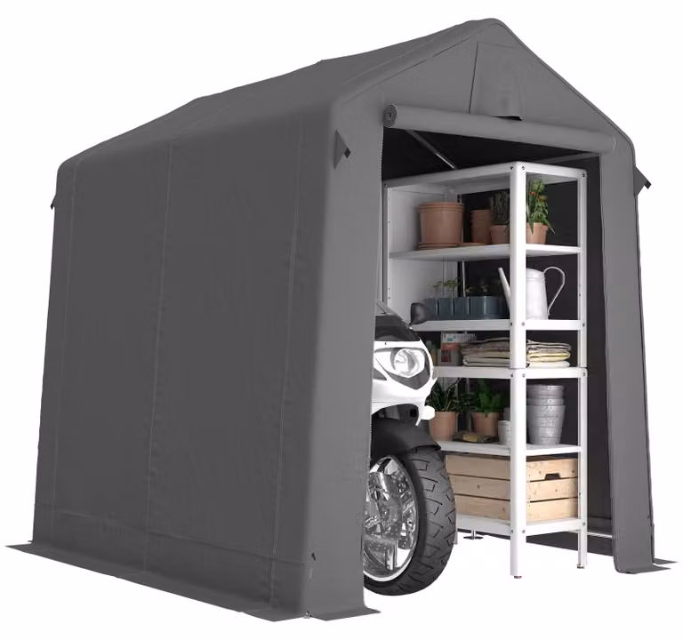 MH Handel GmbH Garagetent met zadeldak en oprolstang, donkergrijs, 2,3 x 1,9 m