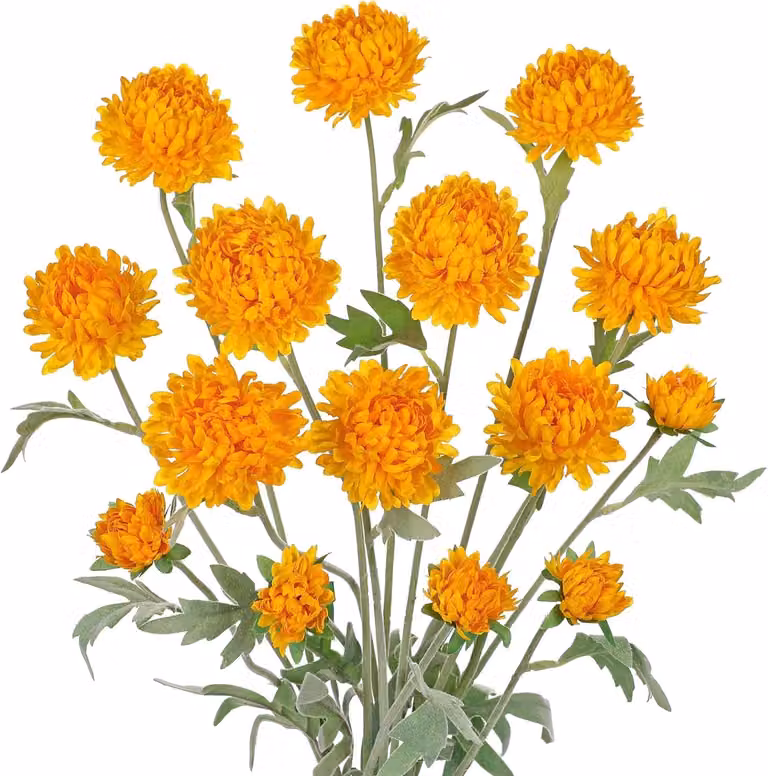 Set van 5 gele kunstbloemen Chrysant 61 cm voor vloervazen en bruiloftdecoratie