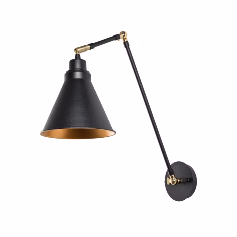 Opviq Wandlamp Zwart en Goud/Messing, Dimbaar, Metaal, E27